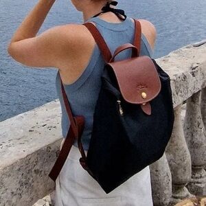 DISCONTINUED $125 Longchamp Small Nylon Foldable Backpack Black